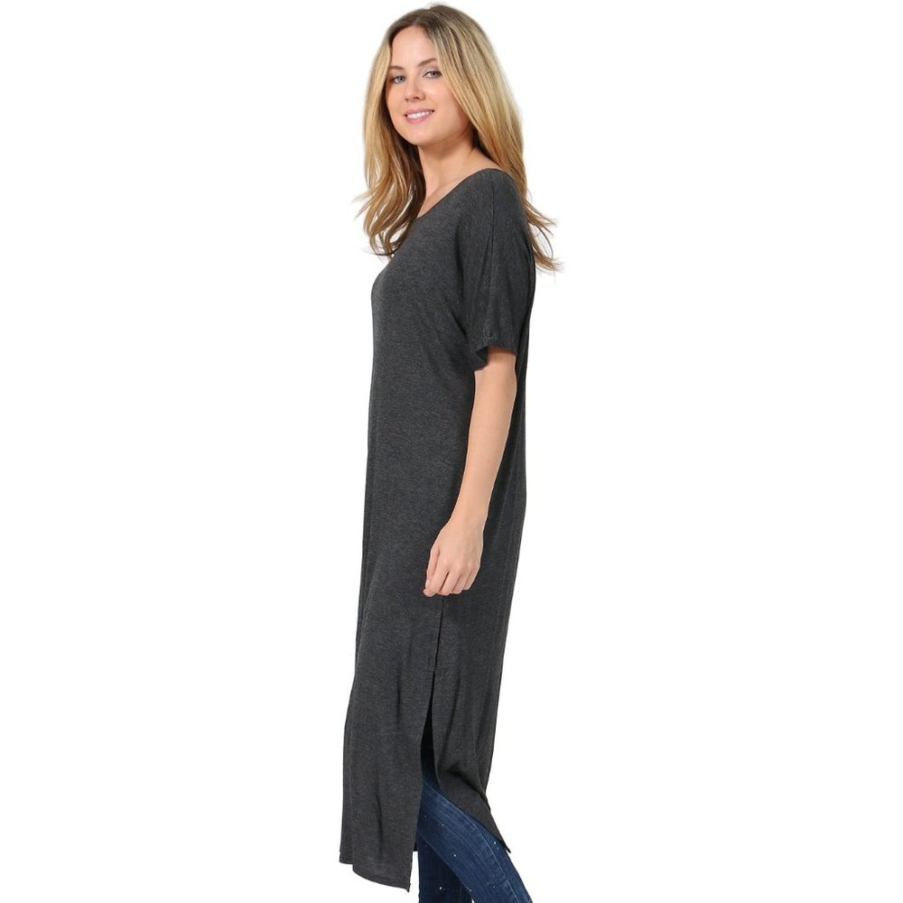 2 FOR $25 - Women's Heather Gray Casual Side Adjustable Snap Tunic Dress - NWT - Picture 2 of 9